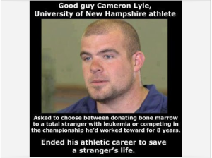 STEM CELL DONOR and good guy Cameron Lyle, University of New Hampshire athlete